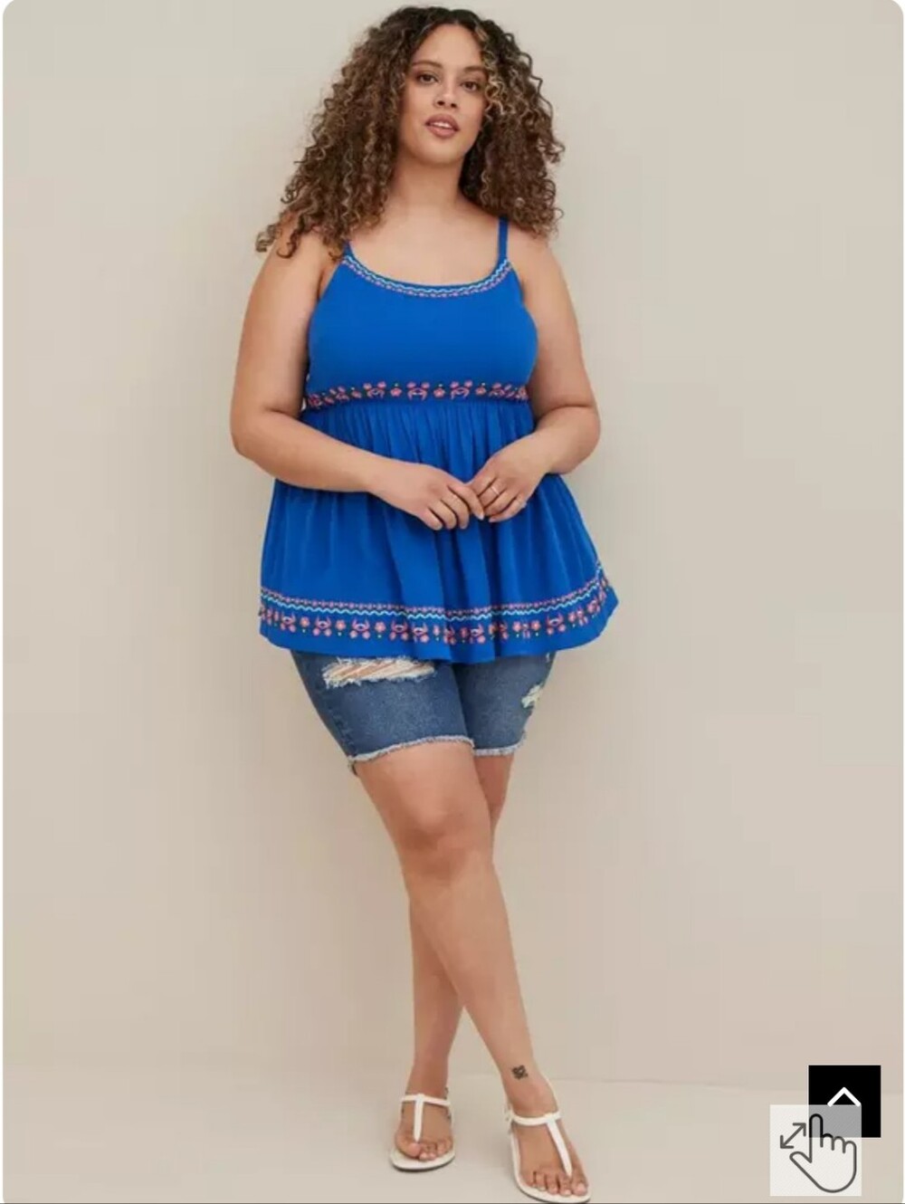 Embroidered Gauze Babydoll Tank - Picture 3 of 4